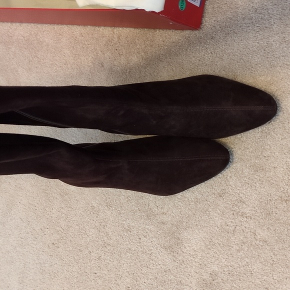 STAUD Dark Brown Suede Heeled Boots - Picture 3 of 7